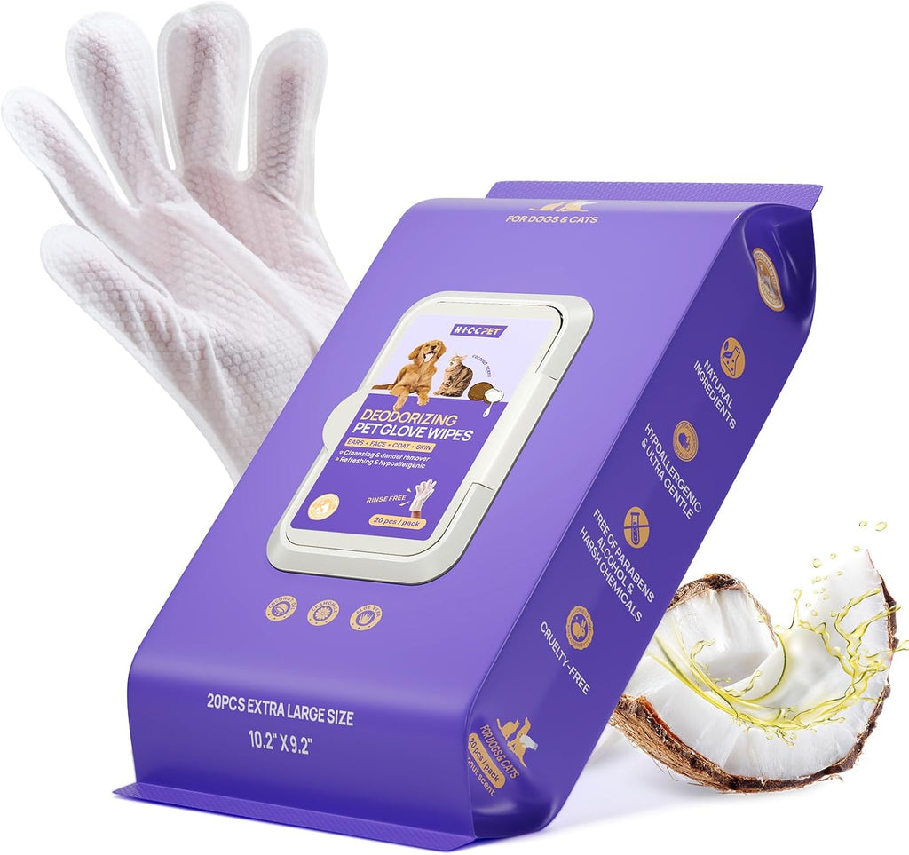 HICC PET Deodorizing Grooming Glove Wipes