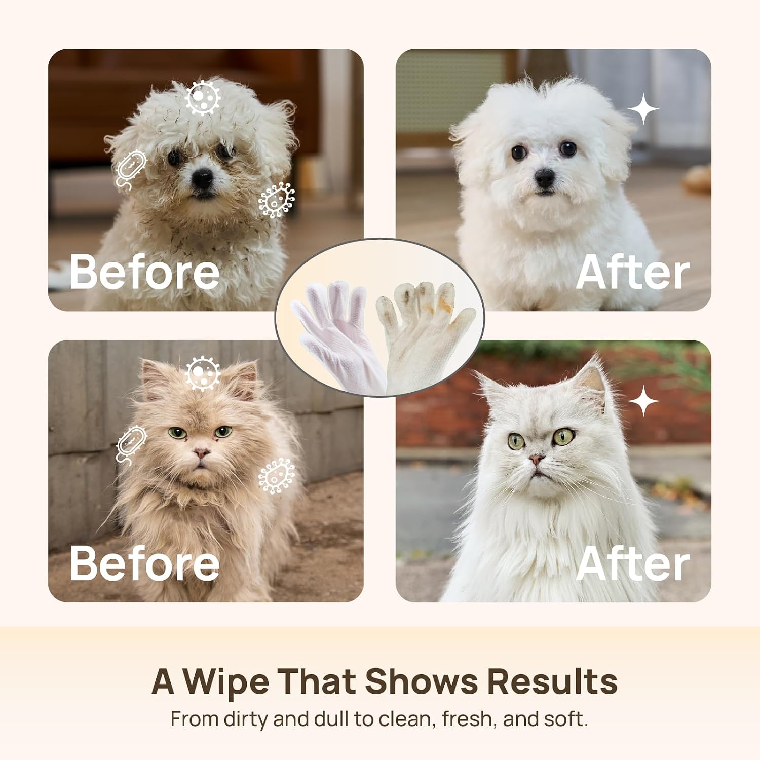 HICC PET Deodorizing Grooming Glove Wipes