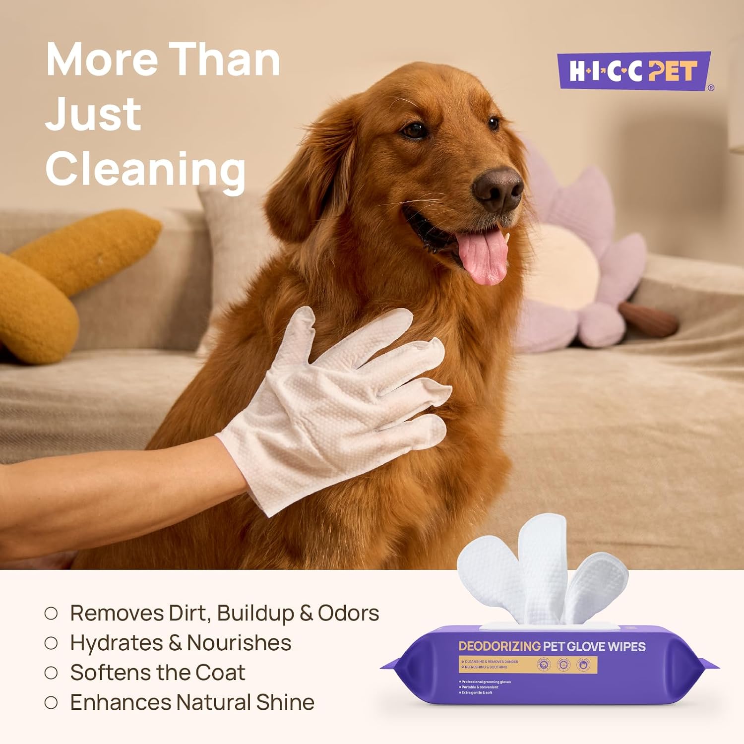HICC PET Deodorizing Grooming Glove Wipes